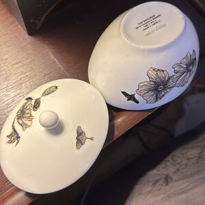 DIY Goth Floral Design Ceramic Sugar Bowl with Lid